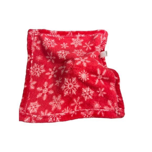 Reindeer Lovey Security Blanket Red Snowflakes Christmas HB 12"x 13" Minky - Picture 7 of 7